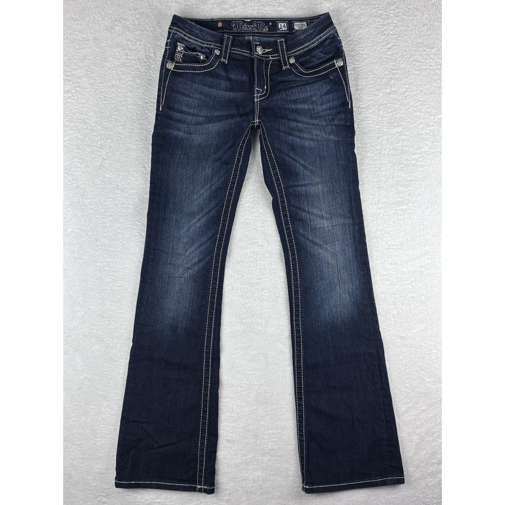 Miss Me Juniors Girls Bootcut Low Rise Jeans Size 14 (25x32)